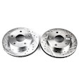 KIT-091421-216 2-Wheel Set Front Brake Disc and Pad Kit, Cross-drilled and Slotted 5 Lugs 294.89 mm Semi-metallic 4WD Evolution Drilled & Slotted Series, Includes (1) Brake Disc and (1) Brake Pad Set