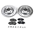 KIT-091421-24 2-Wheel Set Front Brake Disc and Pad Kit, Cross-Drilled and Slotted, 5 Lugs, Semi-Metallic, Standard Brakes, 302mm Rotor, Performance Replacement Series
