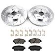 KIT-091421-254 2-Wheel Set Front Brake Disc and Pad Kit, Cross-drilled and Slotted 5 Lugs 295.91 mm Ceramic Evolution Drilled & Slotted Series, Includes (1) Brake Disc and (1) Brake Pad Set