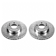 KIT-091421-302 2-Wheel Set Front Brake Disc and Pad Kit, Cross-drilled and Slotted 5 Lugs Organic Evolution Drilled & Slotted Series, Includes (1) Disc and (1) Pad Set