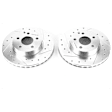 KIT-091421-305 2-Wheel Set Front Brake Disc and Pad Kit, Cross-drilled and Slotted 5 Lugs 294.64 mm Organic Evolution Drilled & Slotted Series, Includes (1) Disc and (1) Pad Set