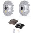 KIT-091421-307 2-Wheel Set Front Brake Disc and Pad Kit, Plain Surface 5 Lugs Organic Evolution Geomet Coated High Carbon, Includes (2) Brake Disc and (1) Brake Pad Set