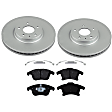 KIT-091421-337 2-Wheel Set Front Brake Disc and Pad Kit, Plain Surface 5 Lugs Ceramic Evolution Geomet Coated High Carbon, Includes (2) Brake Disc and (1) Brake Pad Set