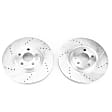 KIT-091421-347 2-Wheel Set Front Brake Disc and Pad Kit, Cross-drilled and Slotted 5 Lugs Ceramic Evolution Drilled & Slotted Series, Includes (1) Brake Disc and (1) Brake Pad Set