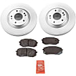 KIT-091421-406 2-Wheel Set Front Brake Disc and Pad Kit, Plain Surface 5 Lugs 304.8 mm Ceramic Brake Disc Evolution Geomet Coated High Carbon; Brake Pad Set Pro-Line Series, Includes (2) Disc and (1) Pad Set