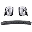 3-Piece Kit Front Valance, Air Dam, Textured, Includes (2) Fog Light and (1) Valance