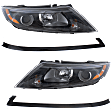4-Piece Kit Halogen Headlights, With bulb(s), Sedan, Includes (2) Bumper Trim and (2) Headlight