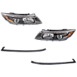 4-Piece Kit Halogen Headlights, With bulb(s), Sedan, Includes (2) Bumper Trim and (2) Headlight