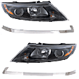 2014-2015 Kia Optima - 4-Piece Kit Halogen Headlights, With bulb(s), Sedan, Includes (2) Bumper Trim and (2) Headlight