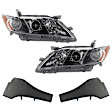 4-Piece Kit Driver and Passenger Side Halogen Headlight, Without bulb(s), OE Replacement, Includes (2) Bumper Trim and (2) Headlight