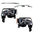 4-Piece Kit Driver and Passenger Side Halogen Headlight, With bulb(s), OE Replacement, Includes (2) Bumper Trim and (2) Headlight