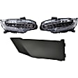3-Piece Kit Driver and Passenger Side LED Headlight, With bulb(s), OE Replacement, Includes (1) Bumper Trim and (2) Headlight