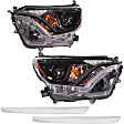 2017-2018 Toyota RAV4 - 4-Piece Kit Driver and Passenger Side Halogen Headlight, With bulb(s), USA Built Vehicle, OE Replacement, Includes (2) Bumper Trim and (2) Headlight