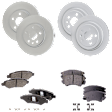 Front and Rear Brake Disc and Pad Kit, G-Coated, Plain Surface