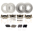 Front and Rear Brake Disc and Pad Kit, Plain Surface