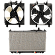 3-Piece Kit Radiator, 1.7L Engine, Denso Type, Coupe/Sedan, Automatic Transmission, includes A/C Condenser Fan, and Radiator Fan