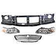 4-Piece Kit Header Panel, Front Panel Reinforcement, includes Grille, and Headlight