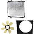 3-Piece Kit Radiator, 3.4L Engine, includes Fan Shroud, and Radiator Fan Blade