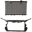 2-Piece Kit Radiator Support Assembly, 4 Cyl Engine, USA Built Vehicle, with Heavy Duty Cooling, includes Radiator