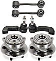 6-Piece Kit Front, Driver and Passenger Side Suspension Kit, Includes (2) Tie Rod End, (2) Sway Bar Link and (2) Wheel Hub