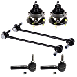 6-Piece Kit Front Suspension Kit, Includes (2) Sway Bar Link, (2) Tie Rod End, and (2) Wheel Hub