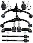 8-Piece Kit Front, Driver and Passenger Side, Upper Control Arm Kit, Includes (2) Ball Joint, (2) Control Arm, and (4) Tie Rod End