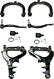 8-Piece Kit Front, Driver and Passenger Side, Upper and Lower Control Arm Kit, Includes (2) Ball Joint, (4) Control Arm, and (2) Tie Rod End