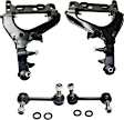 4-Piece Kit Front, Driver and Passenger Side, Lower Control Arm Kit, Includes (2) Control Arm and (2) Sway Bar Link