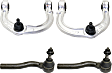 4-Piece Kit Front, Driver and Passenger Side, Upper Control Arm Kit, Includes (2) Control Arm and (2) Tie Rod End