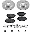 KIT-092121-151 2-Wheel Set Brake Disc and Pad Kit, Cross-drilled and Slotted 5 Lugs Ceramic Brake Disc Evolution Drilled & Slotted Series; Brake Pad Set Pro-Line Series, Includes (1) Brake Disc and (1) Brake Pad Set
