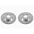 KIT-092121-151 2-Wheel Set Brake Disc and Pad Kit, Cross-drilled and Slotted 5 Lugs Ceramic Brake Disc Evolution Drilled & Slotted Series; Brake Pad Set Pro-Line Series, Includes (1) Brake Disc and (1) Brake Pad Set