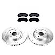 KIT-092121-154 2-Wheel Set Brake Disc and Pad Kit, Cross-drilled and Slotted 5 Lugs Ceramic Evolution Drilled & Slotted Series, Includes (1) Brake Disc and (1) Brake Pad Set