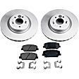 KIT-092121-209 2-Wheel Set Front Brake Disc and Pad Kit, Plain Surface 5 Lugs Ceramic Evolution Geomet Coated High Carbon, Includes (2) Brake Disc and (1) Brake Pad Set