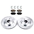 KIT-092121-228 2-Wheel Set Front Brake Disc and Pad Kit, Cross-drilled and Slotted 5 Lugs 275.08 mm Ceramic Evolution Drilled & Slotted Series, Includes (1) Brake Disc and (1) Brake Pad Set
