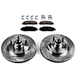 KIT-092121-301 2-Wheel Set Front Brake Disc and Pad Kit, Cross-drilled and Slotted 5 Lugs 308.1 mm Semi-metallic RWD Evolution Drilled & Slotted Series, Includes (1) Disc and (1) Pad Set