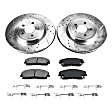 KIT-092121-327 2-Wheel Set Brake Disc and Pad Kit, Cross-drilled and Slotted 5 Lugs 344.93 mm Ceramic Evolution Drilled & Slotted Series, Includes (1) Brake Disc and (1) Brake Pad Set