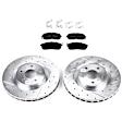 KIT-092121-74 2-Wheel Set Front Brake Disc and Pad Kit, Cross-drilled and Slotted 5 Lugs 324.1 mm Ceramic Evolution Drilled & Slotted Series, Includes (1) Brake Disc and (1) Brake Pad Set