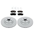 KIT-092121-76 2-Wheel Set Front Brake Disc and Pad Kit, Plain Surface 5 Lugs Ceramic Evolution Geomet Coated High Carbon, Includes (2) Brake Disc and (1) Brake Pad Set