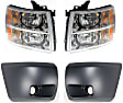 4-Piece Kit Driver and Passenger Side Halogen Headlight, With bulb(s), New Body Style, OE Replacement, Includes (2) Bumper End and (2) Headlight