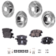 4-Wheel Set Front and Rear Brake Disc and Pad Kit, Plain Surface 5 Lugs Front-261.62 mm/Rear-259.59 mm Ceramic Pro-Line Series, Includes (2) Brake Pad Set and (4) Brake Disc