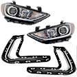4-Piece Kit Driver and Passenger Side HID/Xenon Headlight, With bulb(s), USA Built Vehicle, OE Replacement, Includes (2) Bumper Trim and (2) Headlight