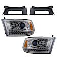 3-Piece Kit Driver and Passenger Side HID/Xenon Headlight, With bulb(s), OE Replacement, Includes (1) Bumper Trim and (2) Headlight