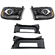 3-Piece Kit Driver and Passenger Side HID/Xenon Headlight, With bulb(s), OE Replacement, Includes (1) Bumper Trim and (2) Headlight