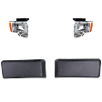 2012 Ford F-150 - 4-Piece Kit Driver and Passenger Side Halogen Headlight, With bulb(s), OE Replacement,  Includes (1) Bumper Trim and (2) Headlight