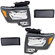 2-Piece Kit Driver and Passenger Side Halogen Headlight, Without bulb(s), OE Replacement, Includes (1) Bumper Trim and (1) Headlight
