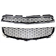 2-Piece Kit Front Bumper Grille, Chrome Shell w/ Black Insert, Includes (1) Bumper Grille and (1) Grille