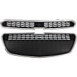 2-Piece Kit Front, Lower Bumper Grille, For Models Without Fog Light Holes, Chrome Shell w/ Black Insert, Includes (1) Bumper Grille and (1) Grille