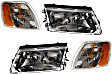 4-Piece Kit Driver and Passenger Side Halogen Headlight, Without bulb(s), OE Replacement, Includes (2) Headlight and (2) Corner Light