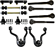 12-Piece Kit Front, Driver and Passenger Side, Upper Control Arm Kit, Includes (2) Ball Joint, (2) Control Arm, (2) Sway Bar Link, (2) Tie Rod Adjusting Sleeve, and (4) Tie Rod End