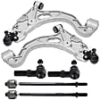 6-Piece Kit Front, Driver and Passenger Side, Lower Control Arm Kit, Includes (2) Control Arm and (4) Tie Rod End
